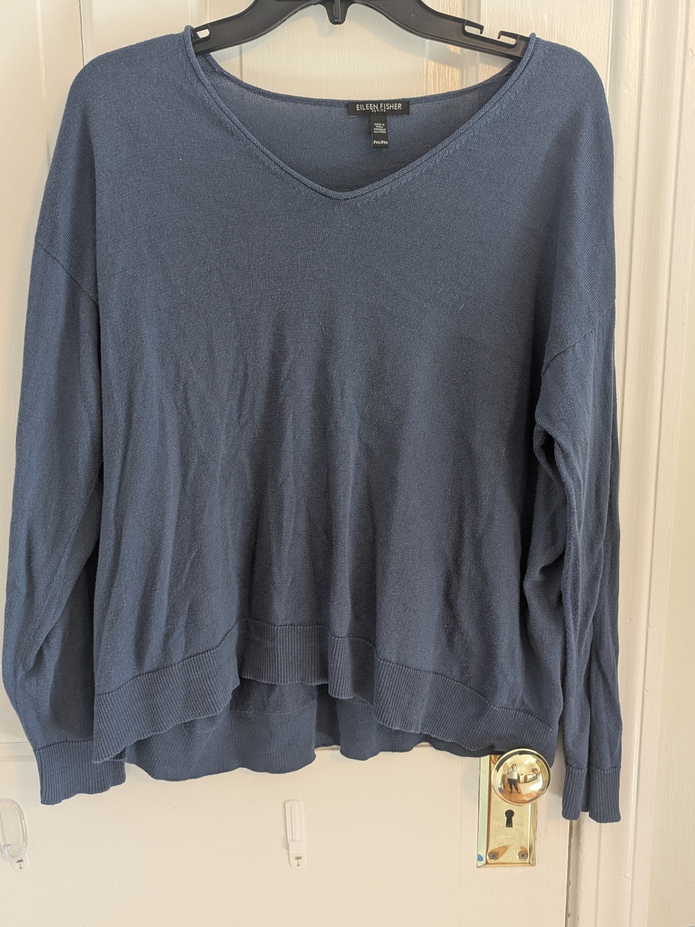 Eileen Fisher Petite V-Neck Sweater in Slate Blue